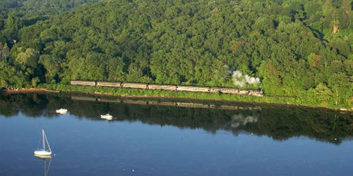 Train Aerial View - Essex Steam Train & Riverboat - Essex, CT - Lower CT River Valley