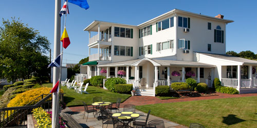 Summer Patio View 500x250 - Inn at Harbor Hill Marina B&B - Niantic, CT