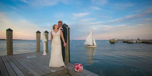 Dock Wedding Kiss - Saybrook Point Inn & Spa - Old Saybrook, CT